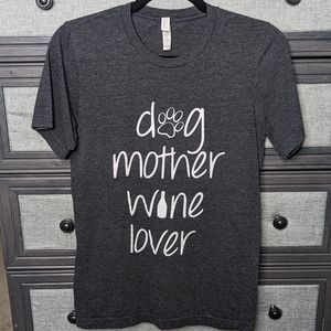 XS Gray/White Bella Canvas Dog Mother Wine Lover Graphic Tee
